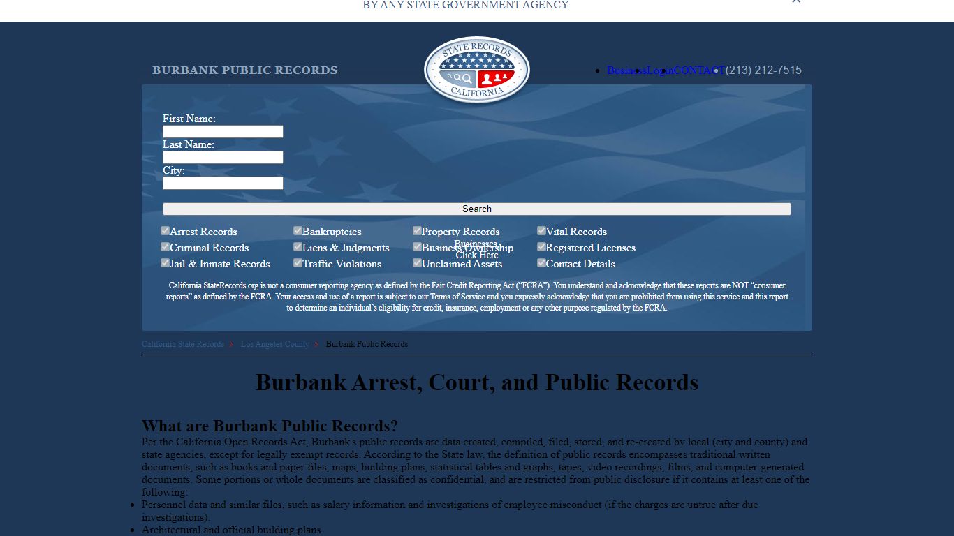 Burbank Arrest and Public Records | California.StateRecords.org